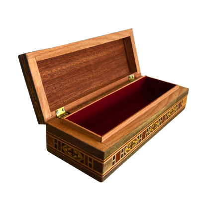 Damascene Mosaic Pen, Jewelry & Rosary Box – Handcrafted Pearl Art