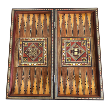 Handcrafted Damascene Backgammon & Chess Table Set by Gaby Al Dayeh – Mother of Pearl Inlay