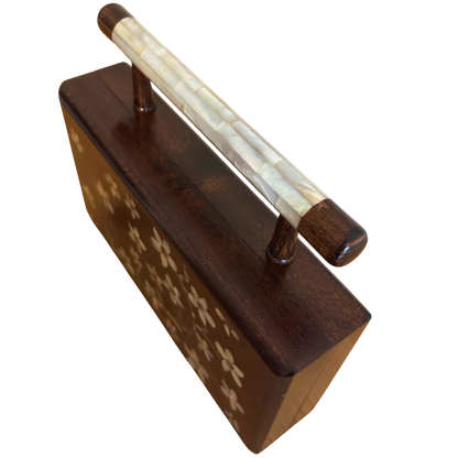 Yasmine – Luxury Damascene Clutch with Mother of Pearl Inlay & Brocade Interior