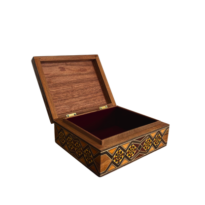 Refined Damascene Mosaic Box by Master Gaby Al Dayeh – Mother of Pearl & Velvet Interior