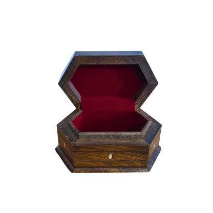 Scatola in Faggio Intagliata a Mano – Madreperla e Velluto, Design Orientale Senza Tempo