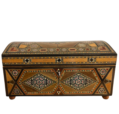 Boîte à Bijoux Damasquinée Vintage – Fait Main en 1970 avec Serrure et Clé