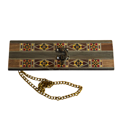 Luxury Damascene Mosaic Handbag – Handcrafted with Mother of Pearl & Velvet Elegance