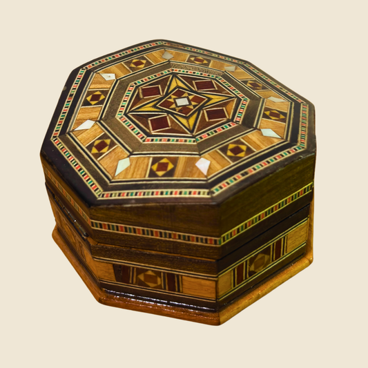 Handcrafted Mosaic Box – Traditional Damascus Art & Velvet Interior