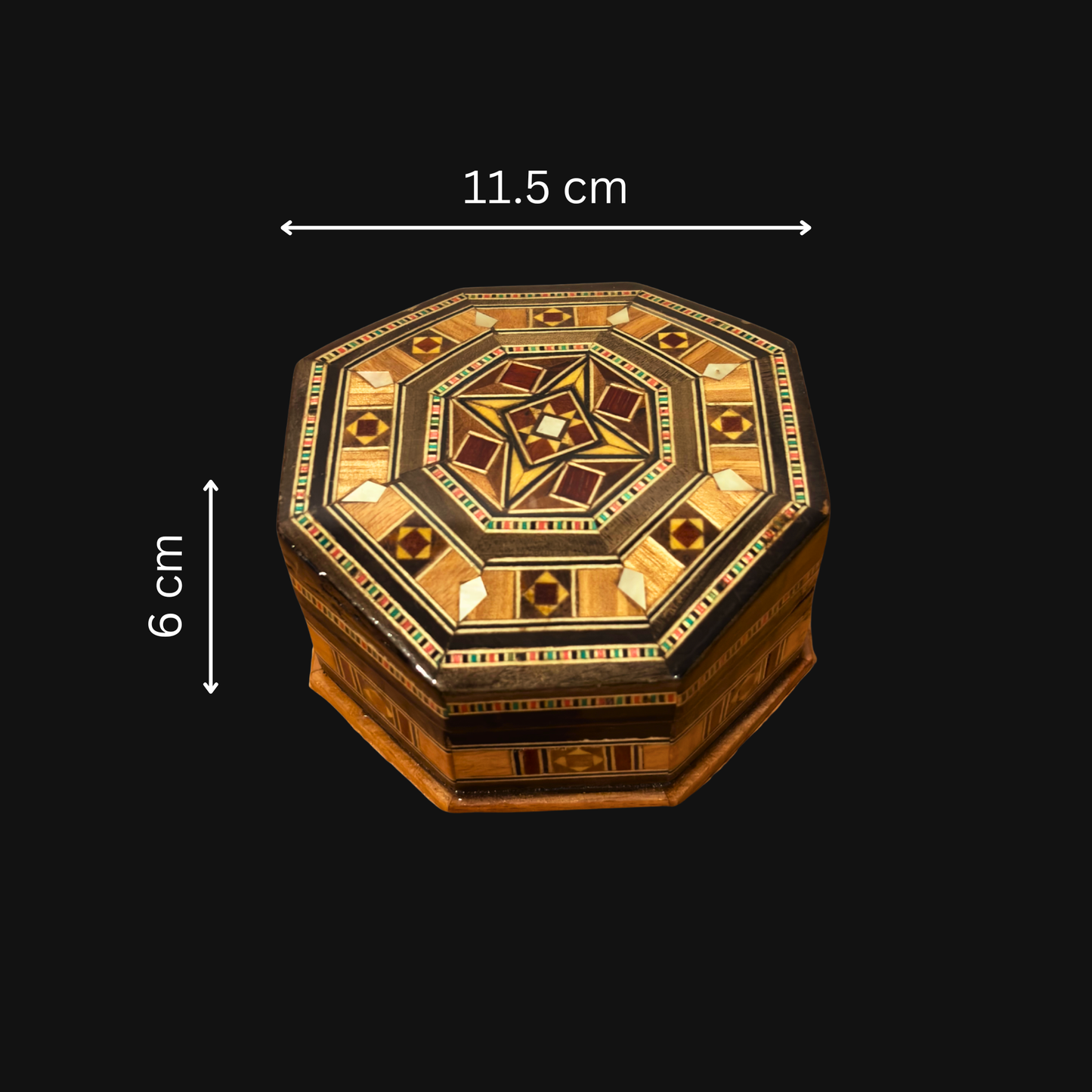 Handgefertigte Mosaik-Schatulle aus Damaskus – Holzkunst & Samt