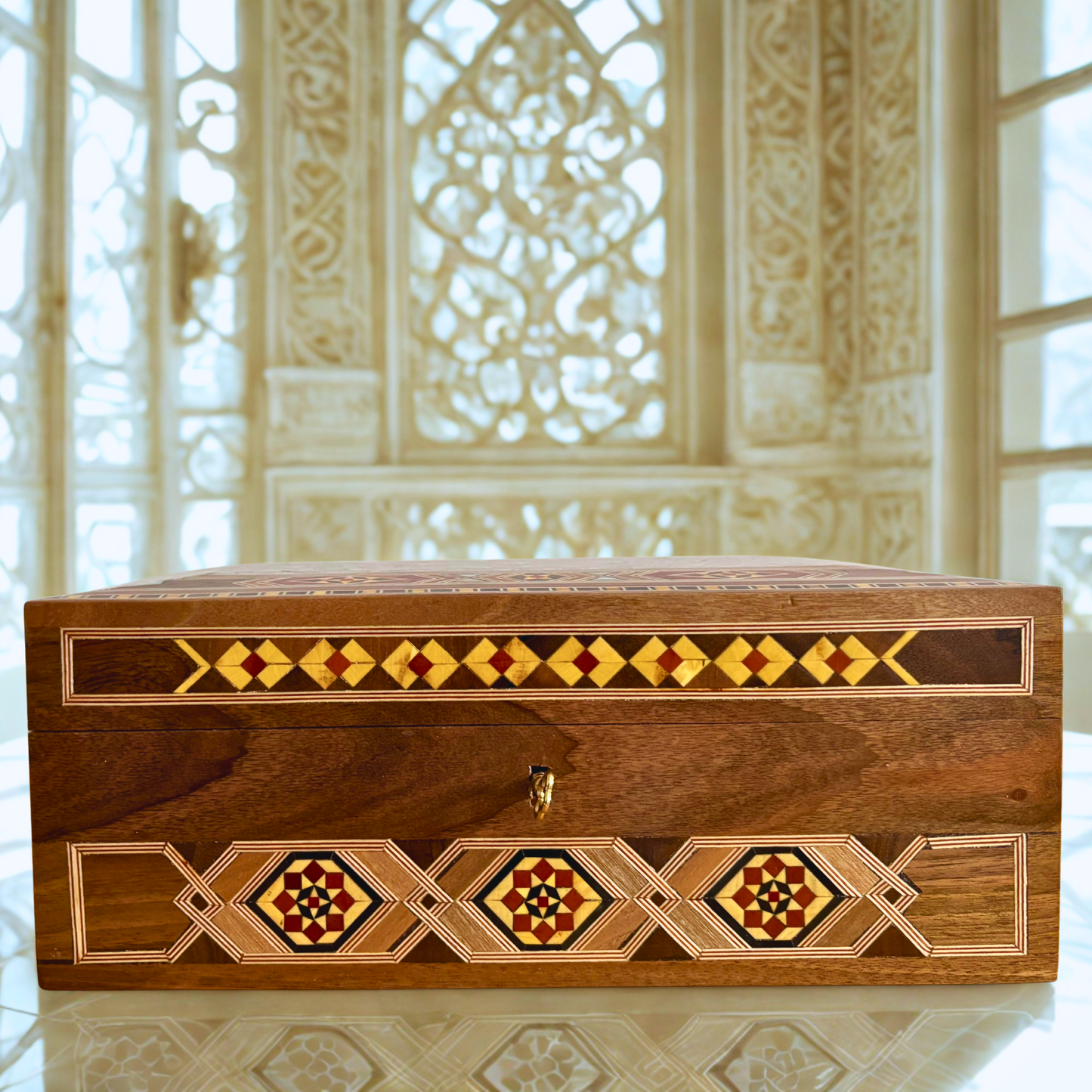 Damascene Mosaic Jewelry Box with Lock – Handcrafted Masterpiece