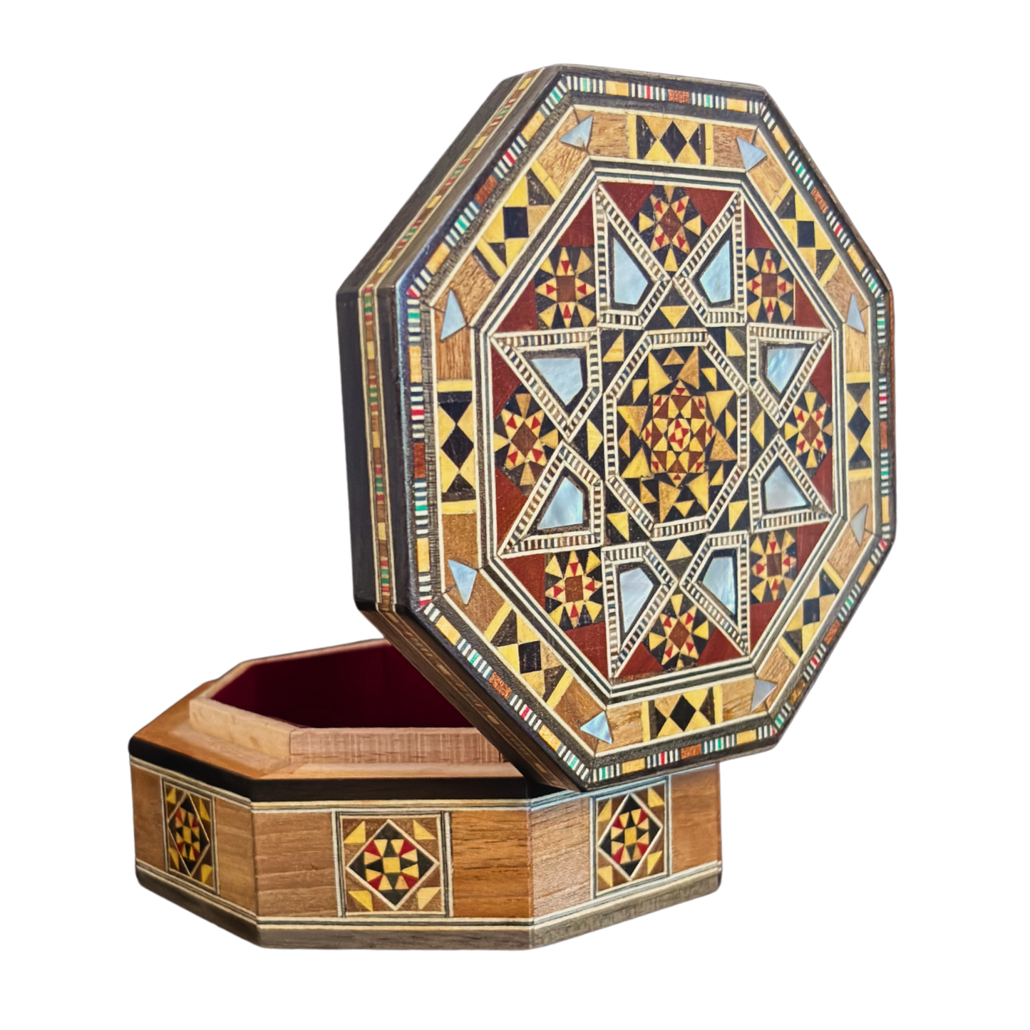 Boîte en Mosaïque Damascène Faite Main – Nacre & Velours