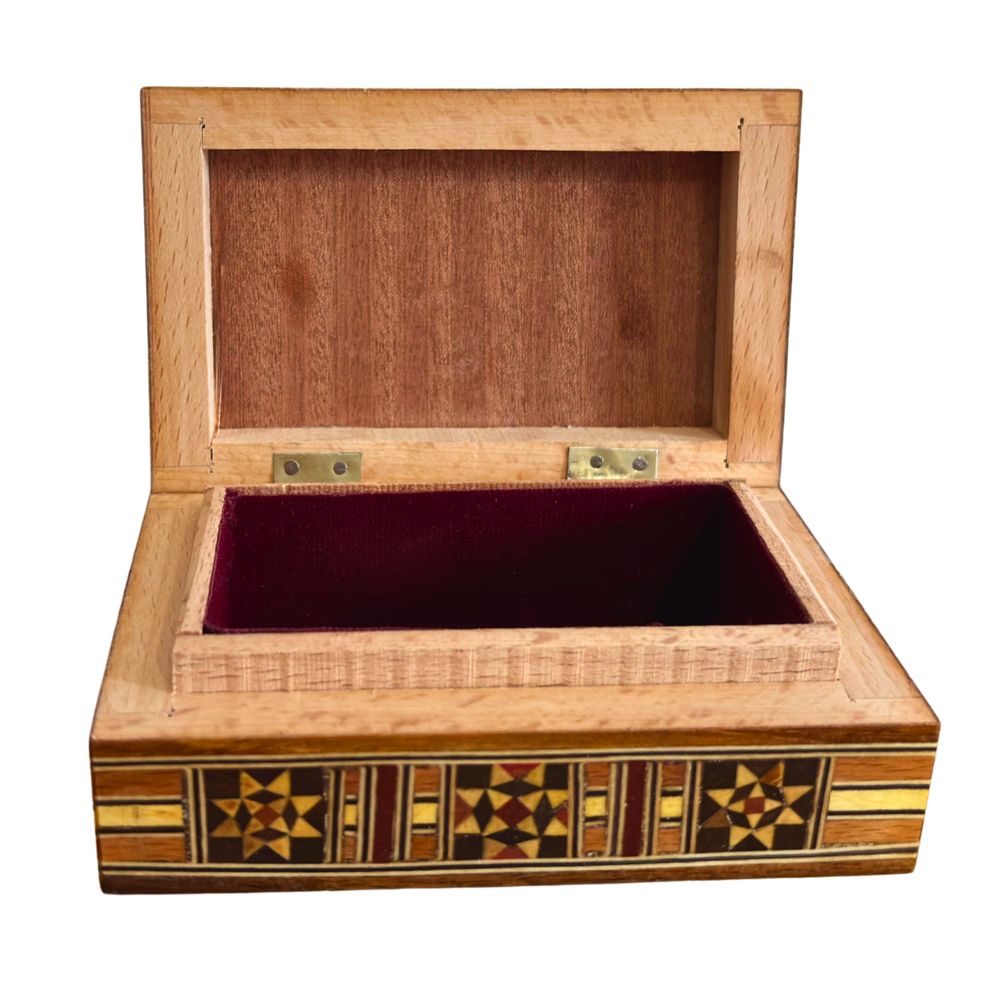 Handcrafted Damascene Jewelry Box – Luxury Wood Design with Mother of Pearl Inlay