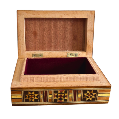 Handcrafted Damascene Jewelry Box – Luxury Wood Design with Mother of Pearl Inlay