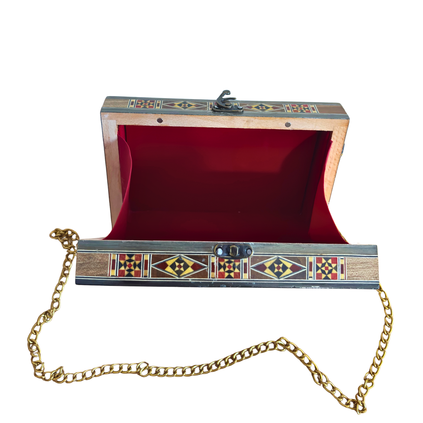 Luxury Damascene Mosaic Handbag – Handcrafted with Mother of Pearl & Velvet Elegance