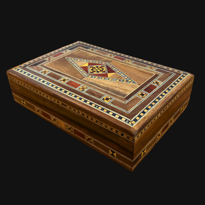 Damascene Wooden Jewelry Box – Handcrafted Oriental Mosaic Art