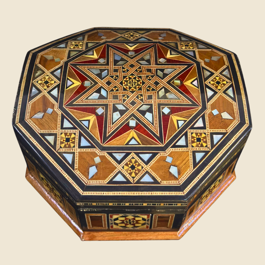 Handgemaakte Damascene Mozaïekdoos – Parelmoer & Fluweel