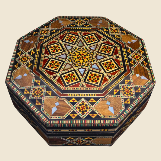 Caixa Artesanal em Mosaico Damasceno – Madrepérola e Veludo