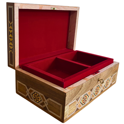 Damascene Mosaic Jewelry Box with Lock – Handcrafted Masterpiece