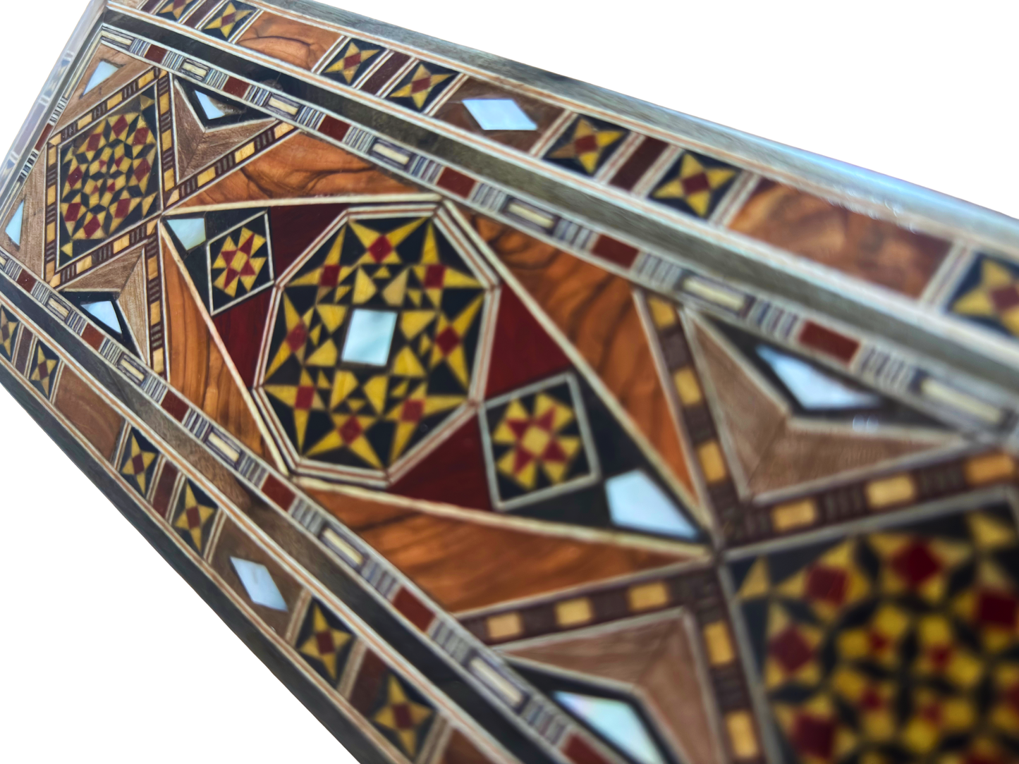 Damascene Mosaic Pen, Jewelry & Rosary Box – Handcrafted Pearl Art