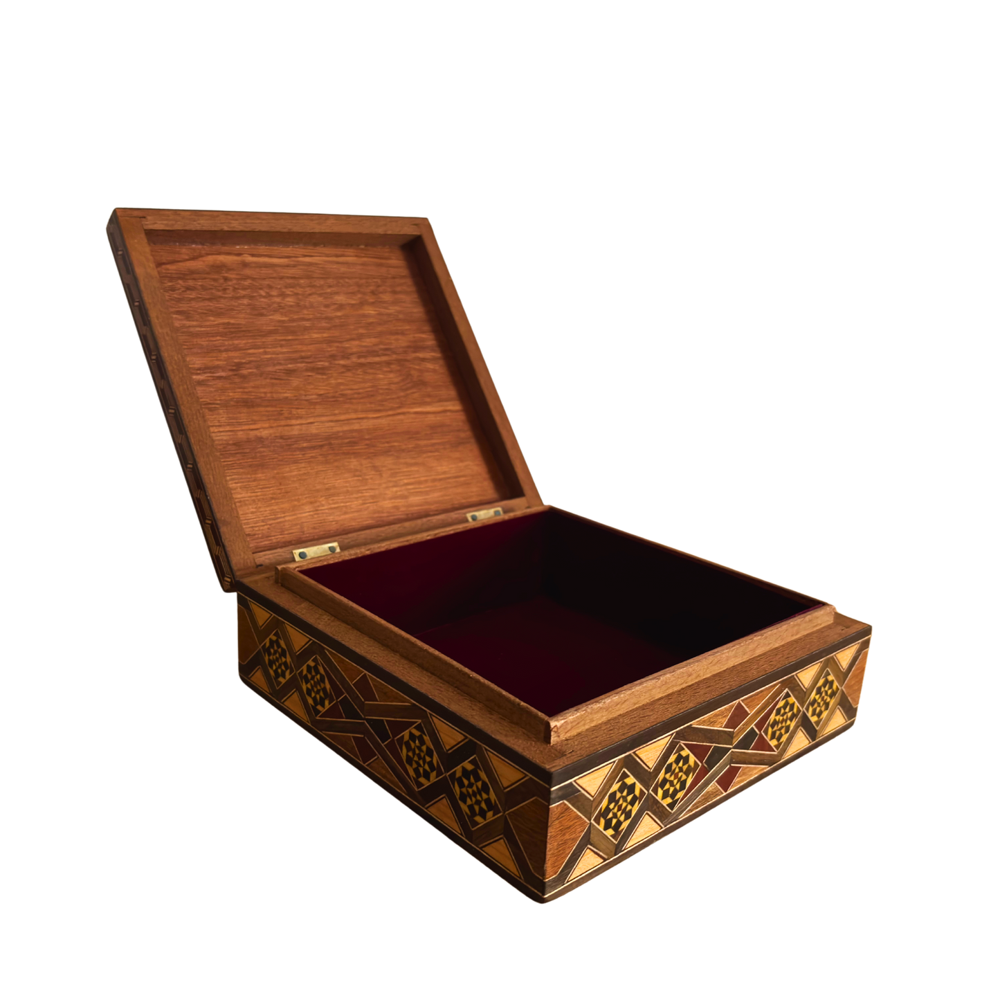 Handcrafted Damascene Mosaic Box by Master Gaby Al Dayeh – Mother of Pearl & Velvet Elegance