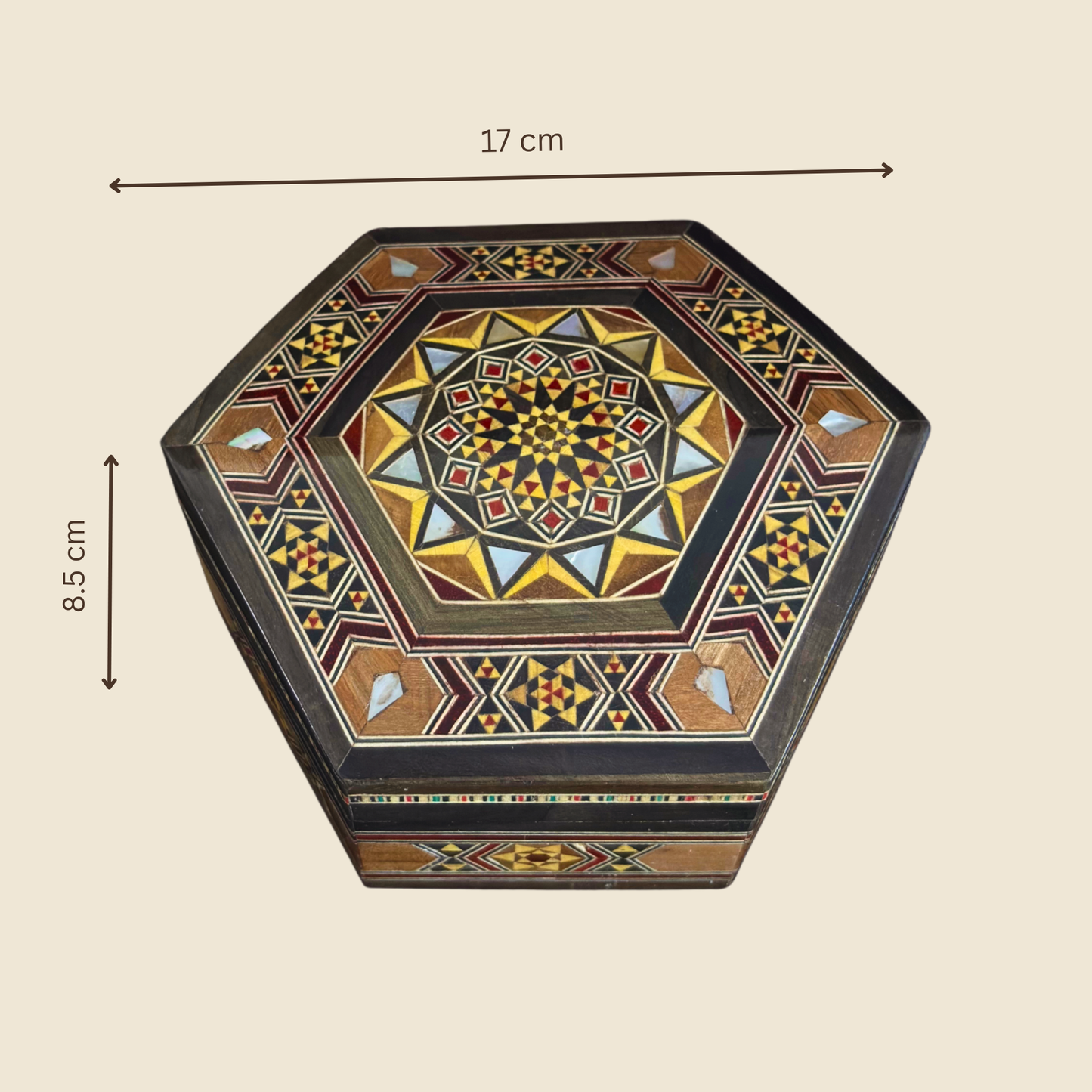 Caixa Artesanal em Mosaico Damasceno – Madrepérola e Veludo