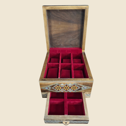 Coffret à Montres en Mosaïque Damascène pour 6 Montres – Nacre & Velours