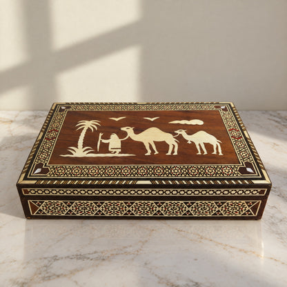 Caravan Mosaic Box, closed, on marble