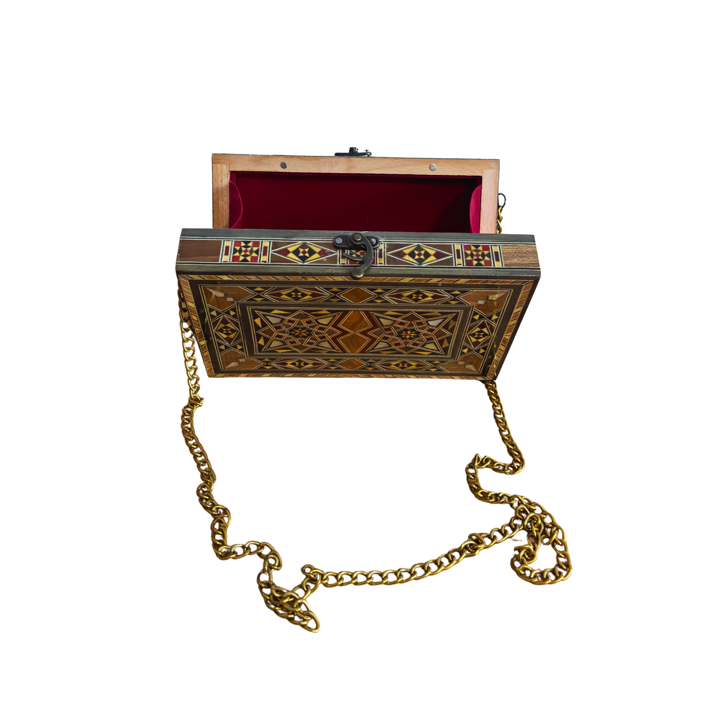 Luxury Damascene Mosaic Handbag – Handcrafted with Mother of Pearl & Velvet Elegance