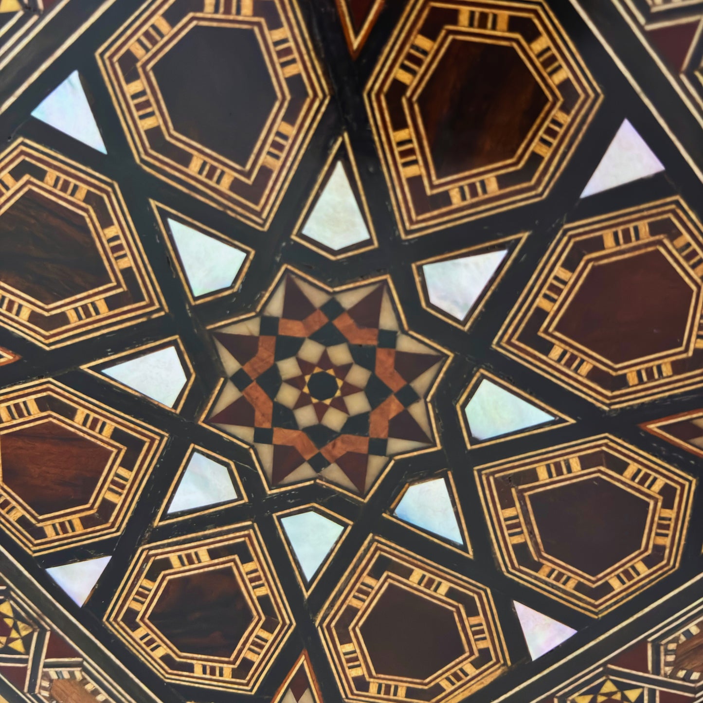 Handcrafted Damascene Mosaic Box by Master Gaby Al Dayeh – Mother of Pearl & Velvet Elegance