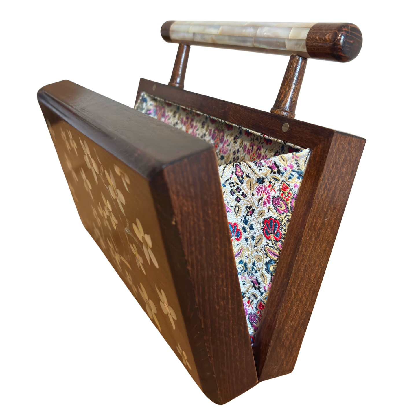 Yasmine – Luxury Damascene Clutch with Mother of Pearl Inlay & Brocade Interior