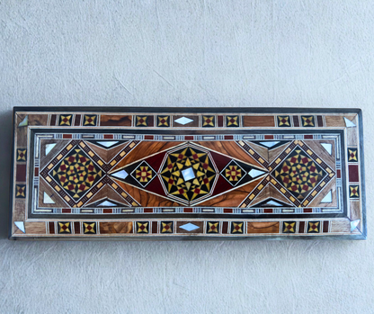 Damascene Mosaic Pen, Jewelry & Rosary Box – Handcrafted Pearl Art