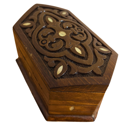 Scatola in Faggio Intagliata a Mano – Madreperla e Velluto, Design Orientale Senza Tempo