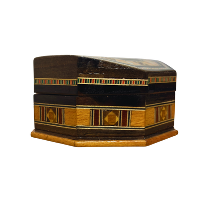 Handgefertigte Mosaik-Schatulle aus Damaskus – Holzkunst & Samt