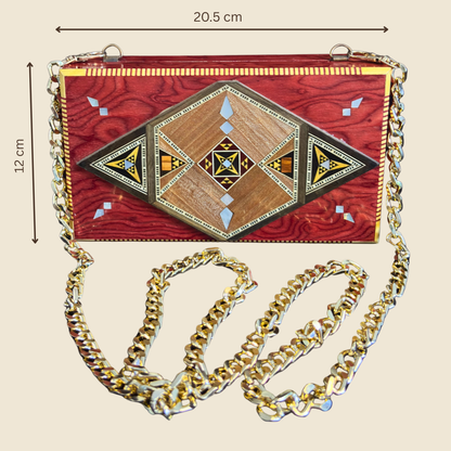 Pochette di Lusso in Mosaico Damasceno con Madreperla e Interno in Broccato