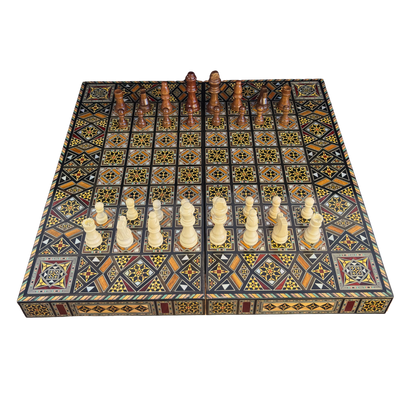 Set di Scacchi e Backgammon di Lusso – Arte Damascena e Madreperla