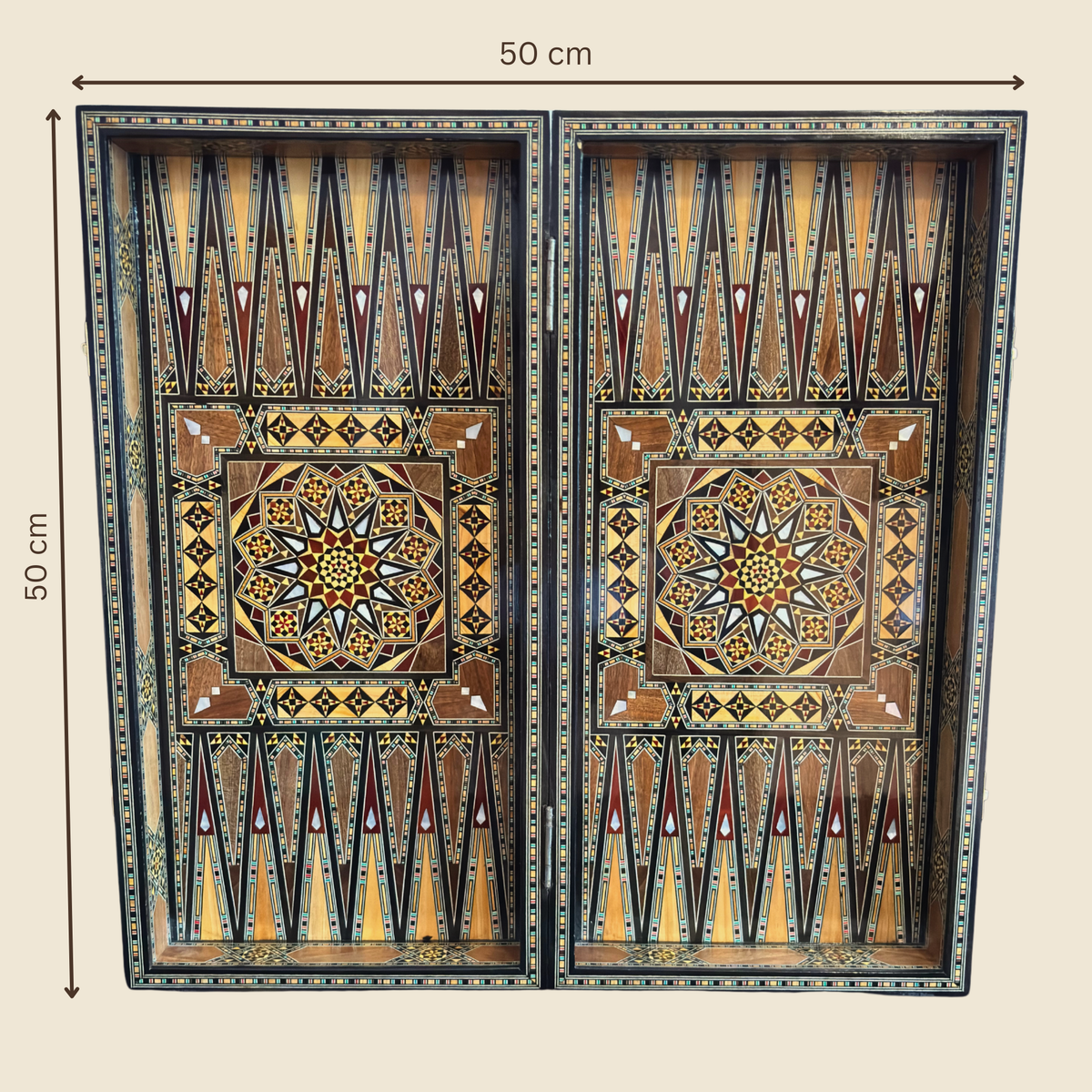 Βασιλικό Σετ Σκάκι & Τάβλι, διαστάσεις ανοιχτό και κλειστό