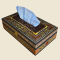 Etched Mosaic Tissue Box, closed, front view