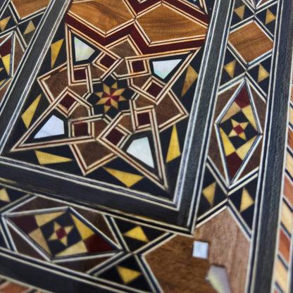 Luxury Damascene Mosaic Handbag – Handcrafted with Mother of Pearl & Velvet Elegance