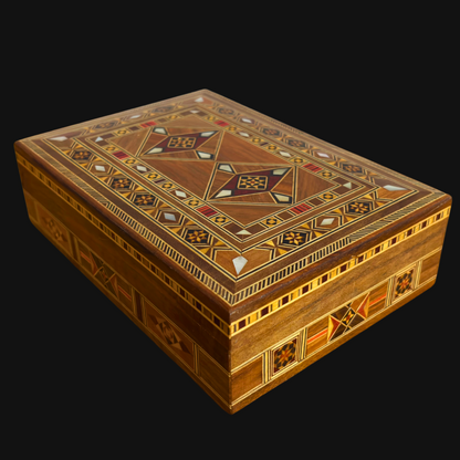 Limited Edition Damascene Mosaic Jewelry Box – Handcrafted with Mother of Pearl Inlay