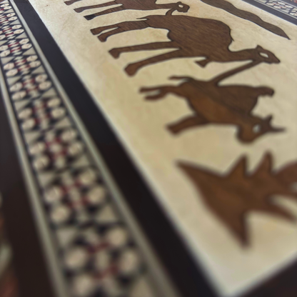 Vintage 1970 Camel Mosaic Jewelry Box – Handcrafted Damascene Art with Mother of Pearl