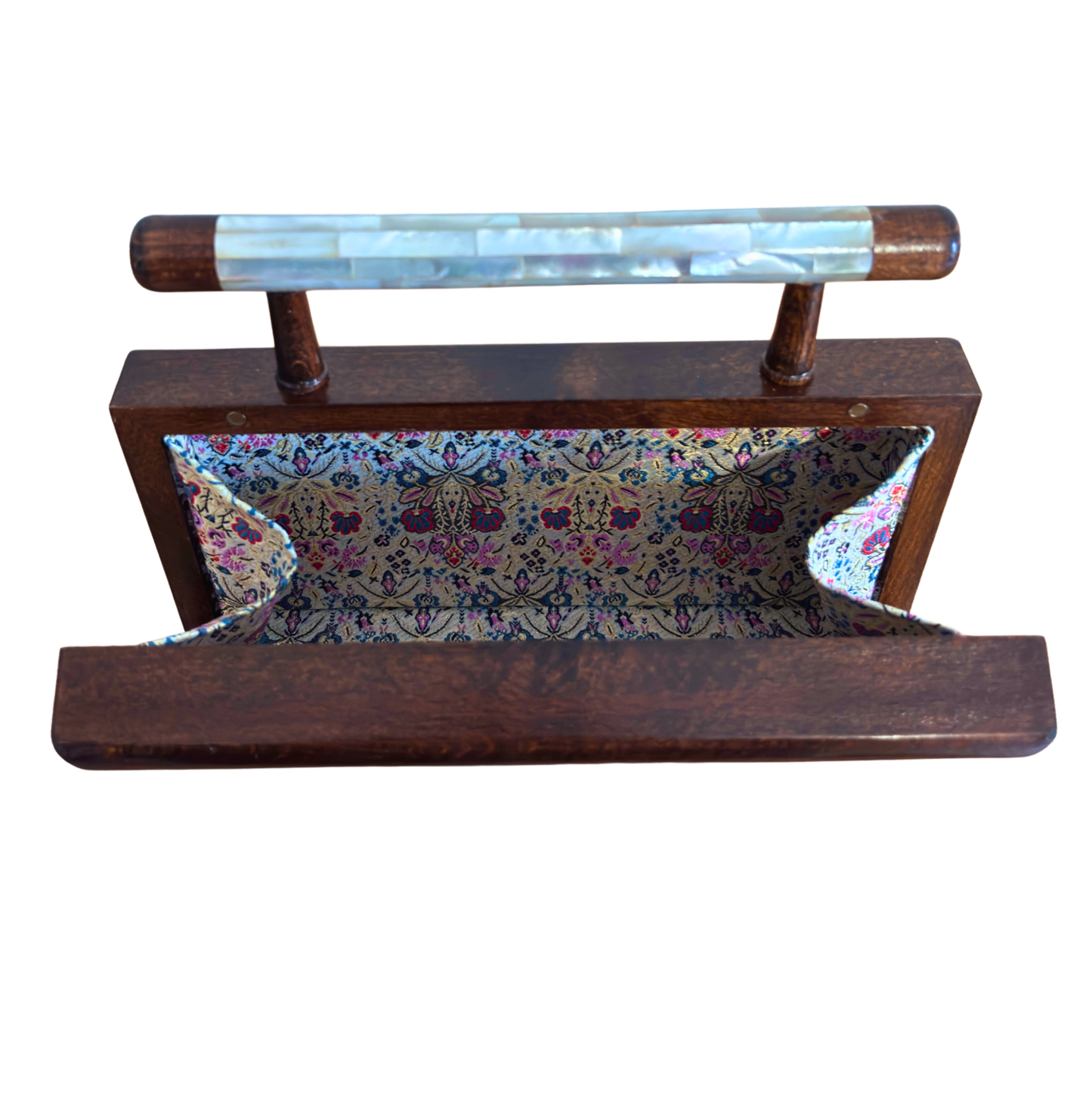 Yasmine – Luxury Damascene Clutch with Mother of Pearl Inlay & Brocade Interior