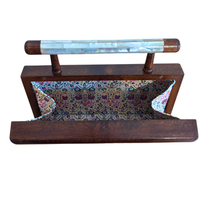 Yasmine – Luxury Damascene Clutch with Mother of Pearl Inlay & Brocade Interior
