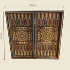 Dynastic Chess & Backgammon Set open, dimensions 50 by 50 cm