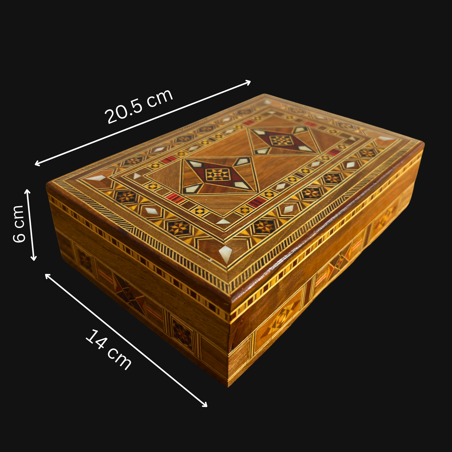 Limited Edition Damascene Mosaic Jewelry Box – Handcrafted with Mother of Pearl Inlay