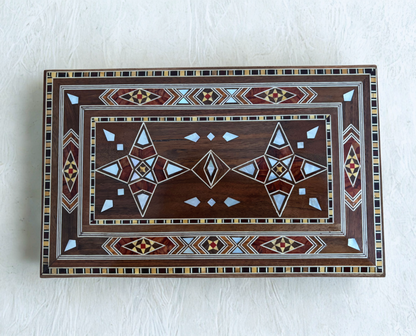 Damascene Mosaic Jewelry Box with Lock – Handcrafted Masterpiece