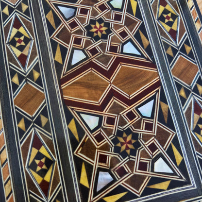 Luxury Damascene Mosaic Handbag – Handcrafted with Mother of Pearl & Velvet Elegance