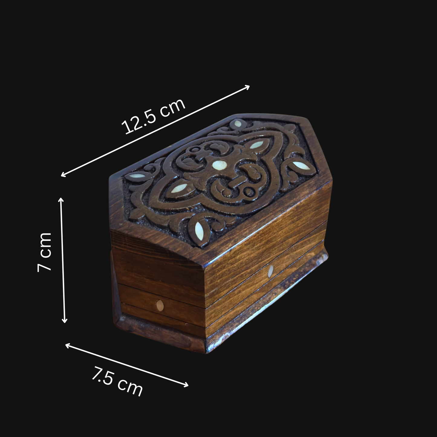 Scatola in Faggio Intagliata a Mano – Madreperla e Velluto, Design Orientale Senza Tempo