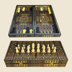 Dynastic Chess & Backgammon Set, closed, with a mosaic lid