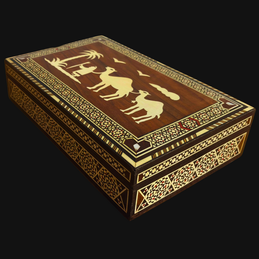 Vintage 1970 Camel Mosaic Box – Handcrafted Oriental Art