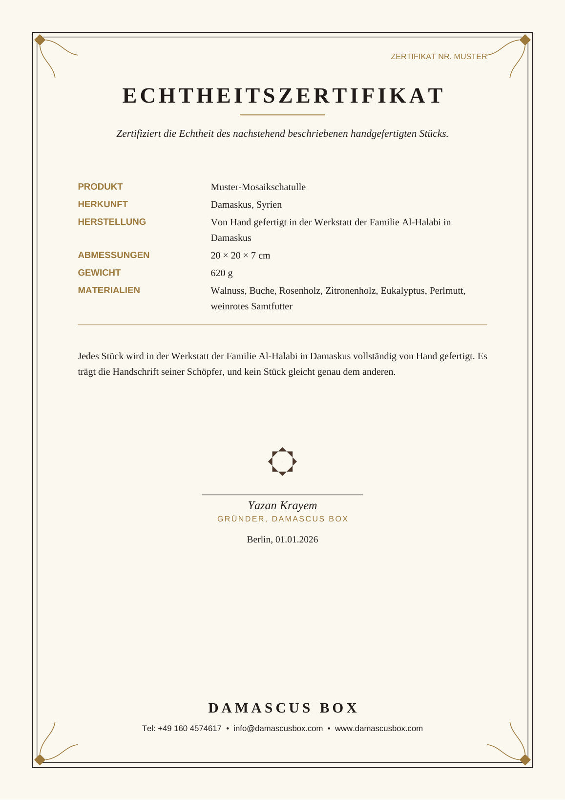 Beispielzertifikat