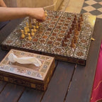 Grandmaster's Chess & Backgammon Set video: a game of chess, the board and the open backgammon side