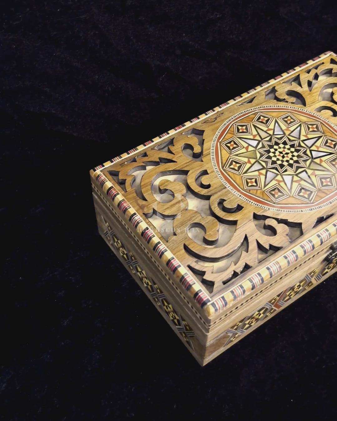 Sun Mosaic Box video: the closed box, a close-up of the inlay and the open box