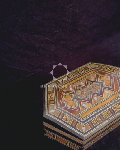 Handgemaakte Damascene Mozaïekdoos – Parelmoer & Fluweel