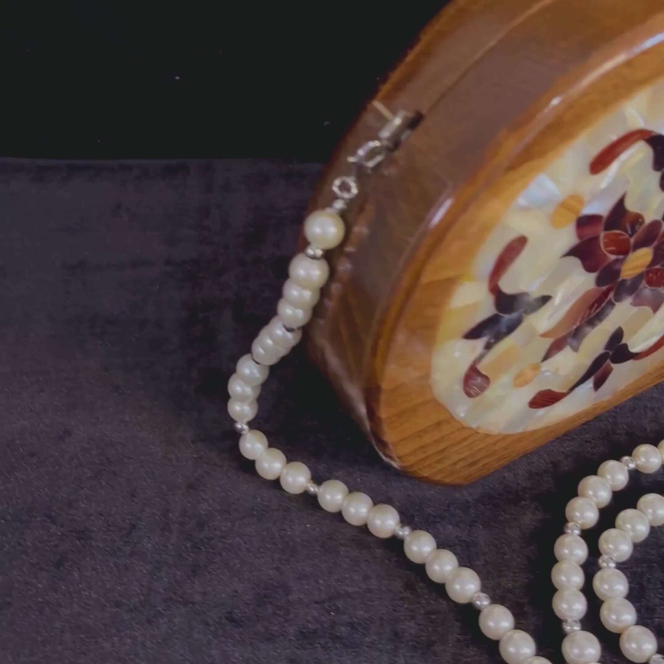 Wardeh Walnut Clutch video: the clutch, a close-up of the inlay and the open clutch